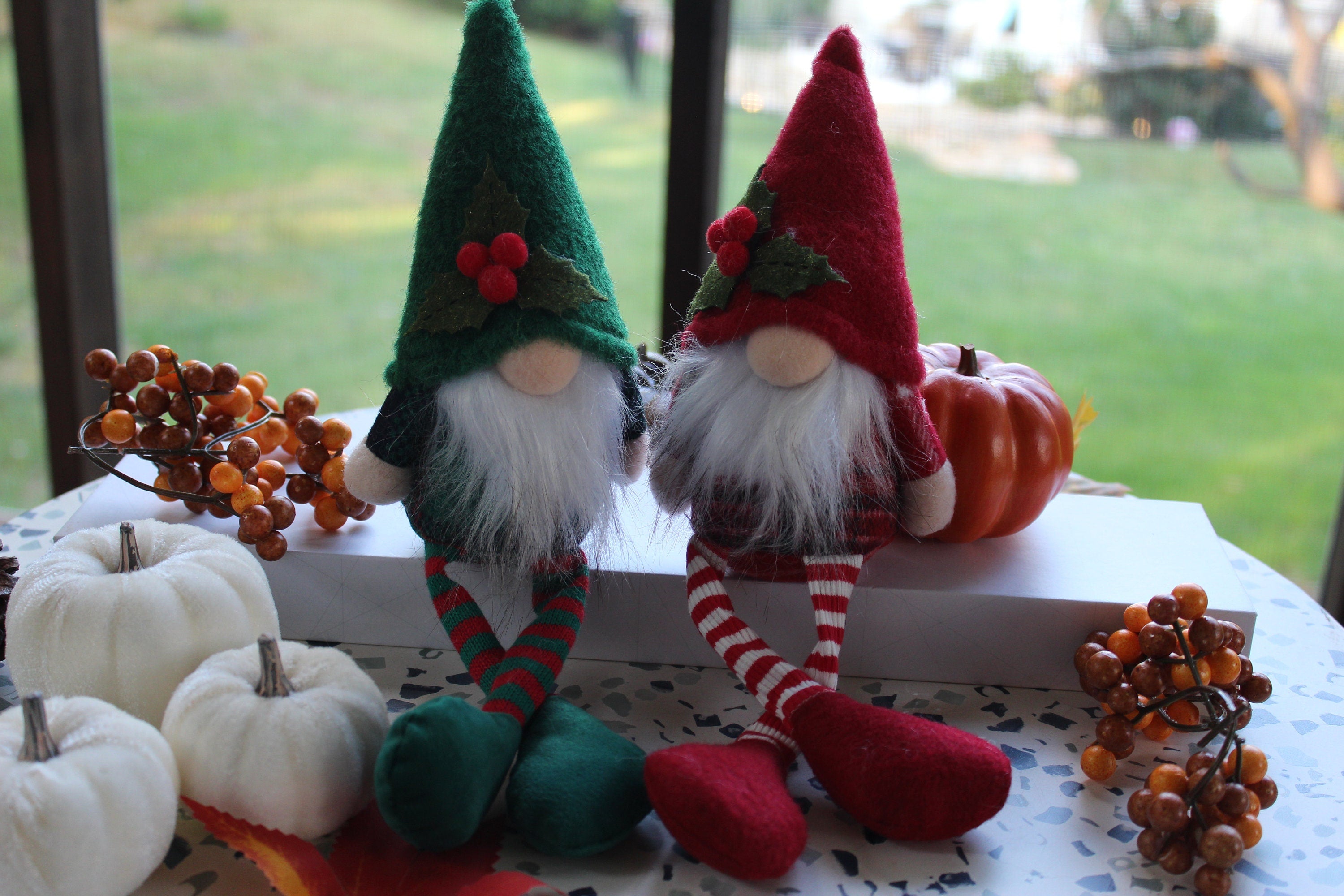 Pair of Christmas Gnomes -  Holiday decoration