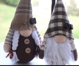 2-Pack Coffee Gnome Decor - Pair of Coffee Gnomes - Plaid Hat Gnome
